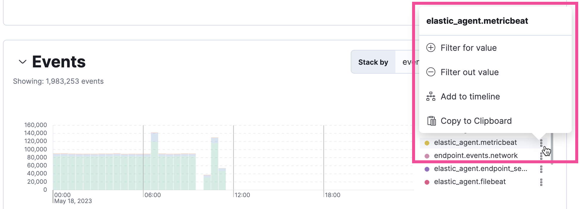 Actions in a visualization legend Actions in a visualization legend