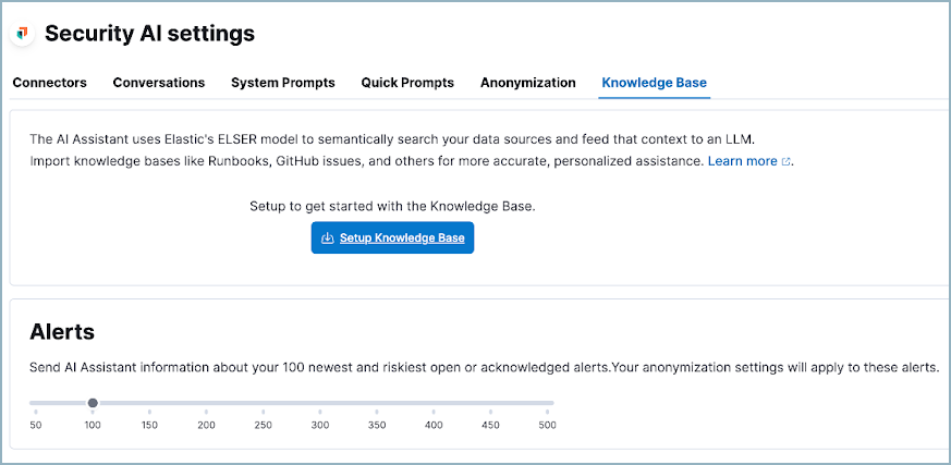 AI Assistant's settings menu open to the Knowledge Base tab AI Assistant's settings menu open to the Knowledge Base tab