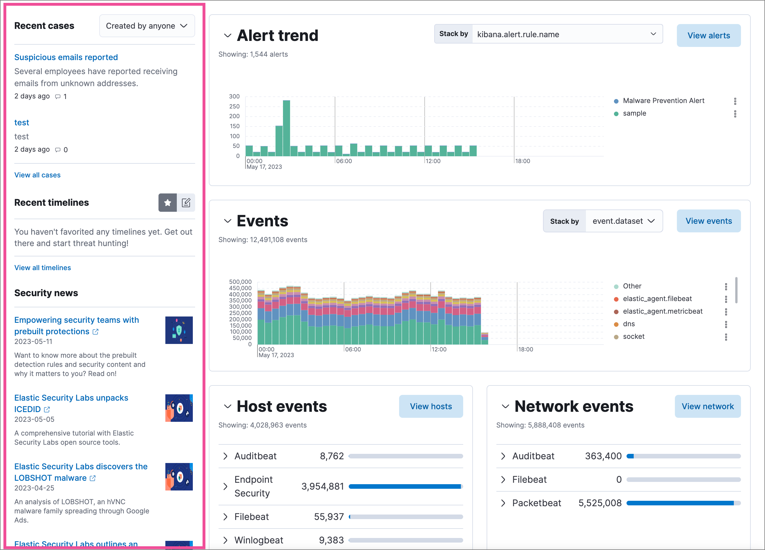 Overview dashboard with live feed section highlighted Overview dashboard with live feed section highlighted