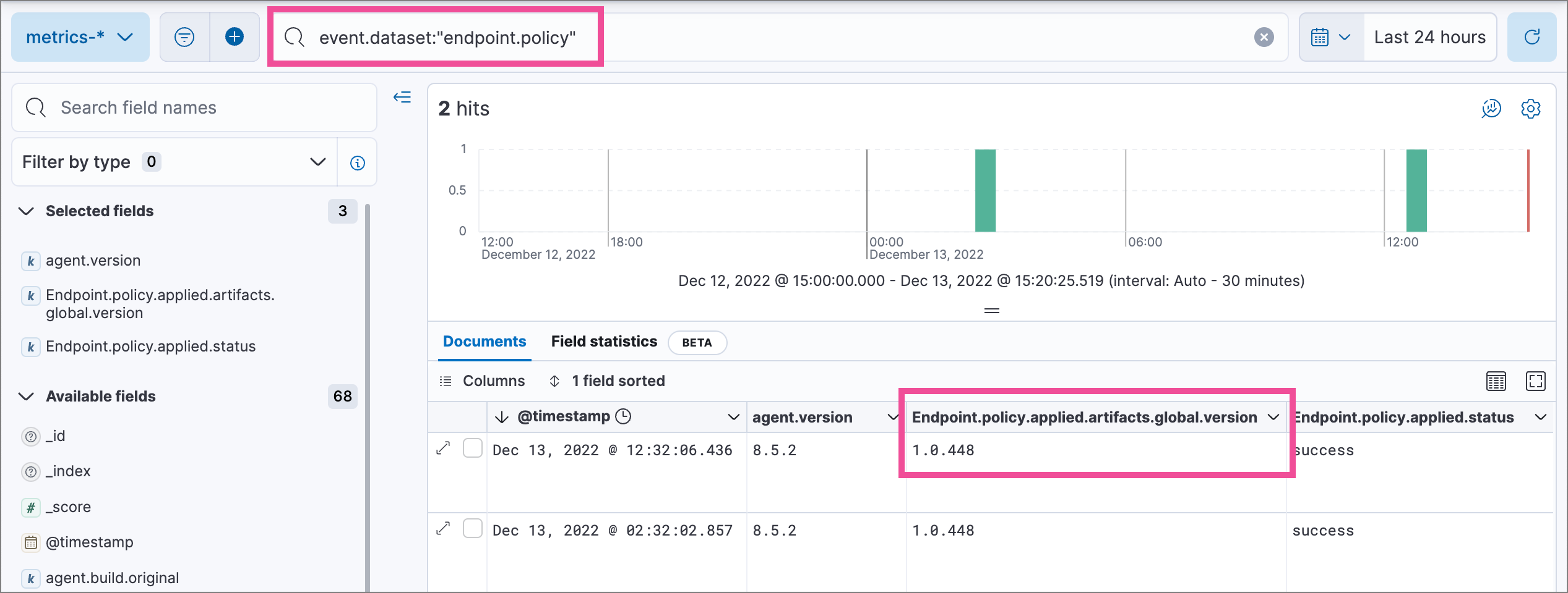 Searching for `endpoint.policy` in Discover Searching for `endpoint.policy` in Discover