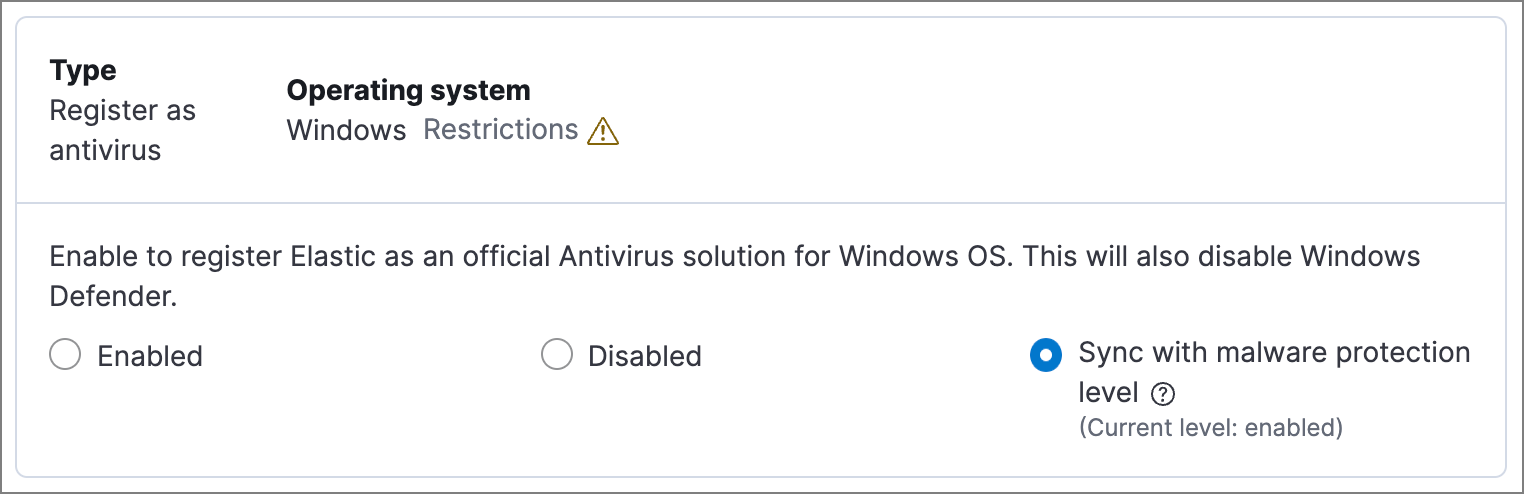 Detail of Register as antivirus option. Detail of Register as antivirus option.