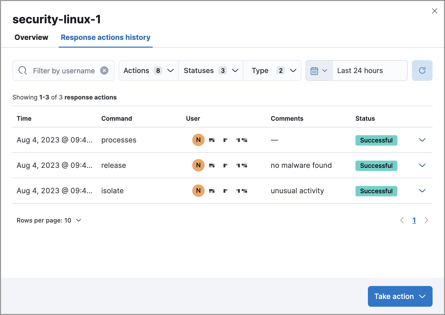 Response actions history with a few past actions Response actions history with a few past actions
