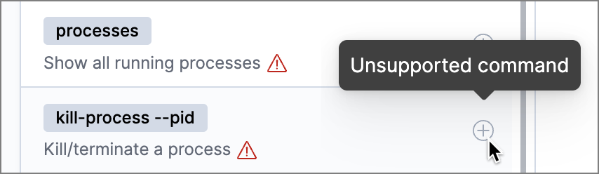 Unsupported response action with tooltip Unsupported response action with tooltip