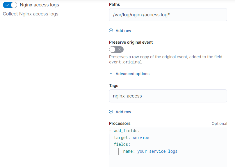 Add the add_fields processor to an integration Add the add_fields processor to an integration