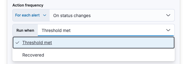 Choose between threshold met or recovered Choose between threshold met or recovered