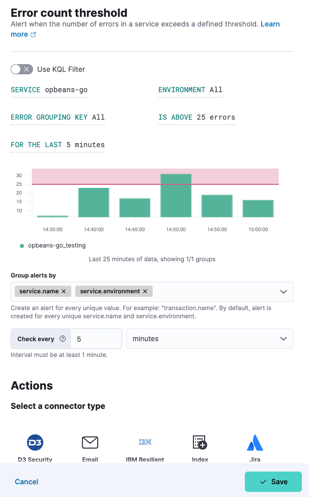 Create rule for error count threshold alert Create rule for error count threshold alert